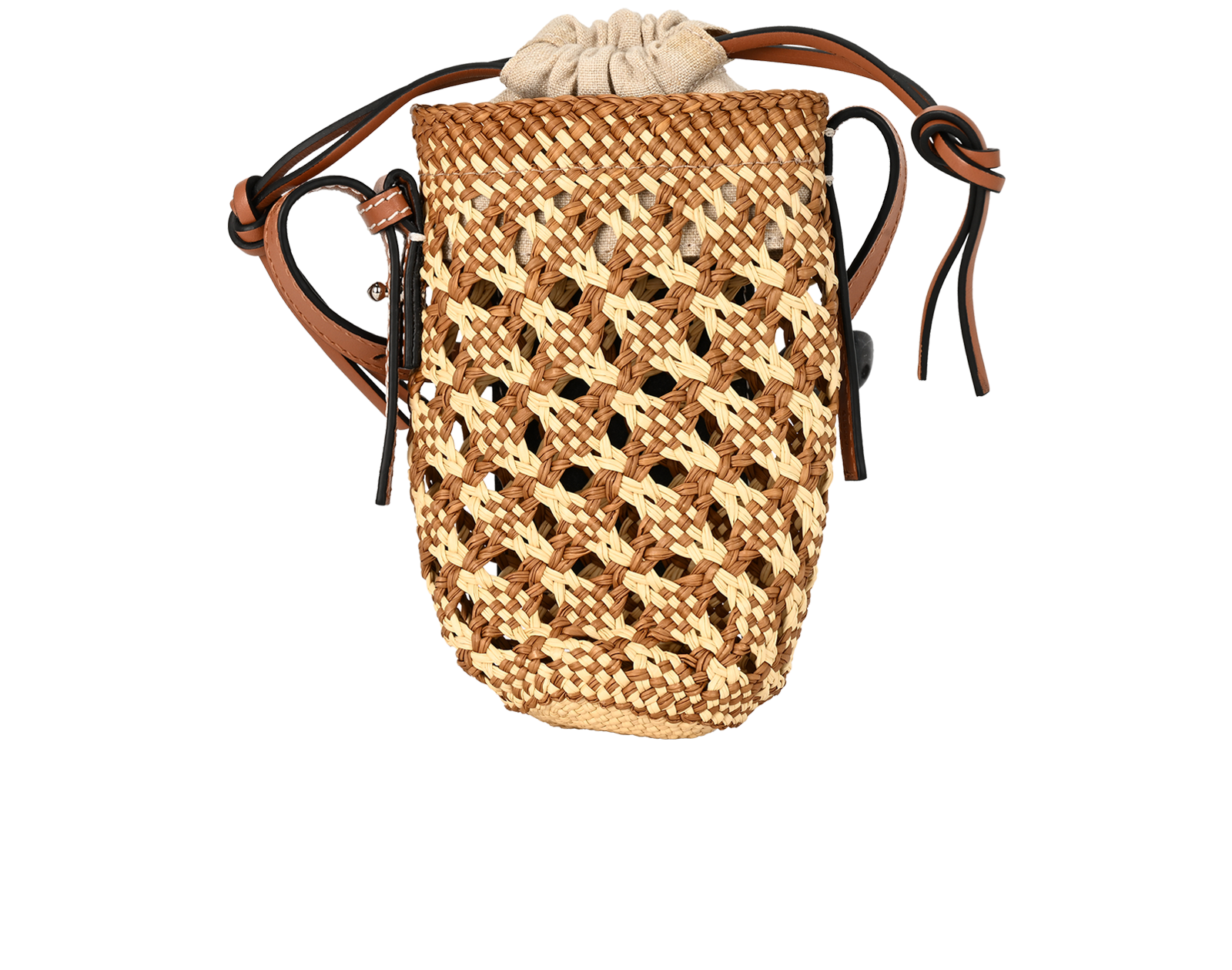 Cylinder Pocket Bag, &pound;250, Handbags, Beige/Brown, Leather/Raffia, Back view